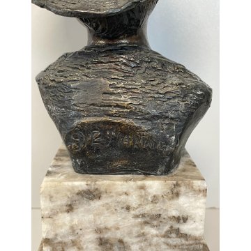 SCULTURA BRONZO FIRMATA De Martino PASTORELLO BIMBO SCUGNIZZO BASE MARMO