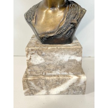 SCULTURA BRONZO FIRMATA De Martino PASTORELLO BIMBO SCUGNIZZO BASE MARMO