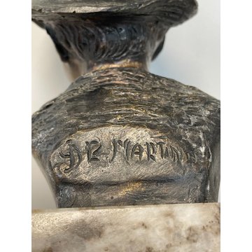 SCULTURA BRONZO FIRMATA De Martino PASTORELLO BIMBO SCUGNIZZO BASE MARMO