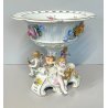 ALZATA CERAMICA CAPODIMONTE PUTTI MUSICISTI ANGIOLETTI DECORO FIORI VASO COPPA