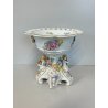 ALZATA CERAMICA CAPODIMONTE PUTTI MUSICISTI ANGIOLETTI DECORO FIORI VASO COPPA