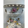 ALZATA CERAMICA CAPODIMONTE PUTTI MUSICISTI ANGIOLETTI DECORO FIORI VASO COPPA