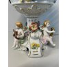 ALZATA CERAMICA CAPODIMONTE PUTTI MUSICISTI ANGIOLETTI DECORO FIORI VASO COPPA