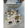 ALZATA CERAMICA CAPODIMONTE PUTTI MUSICISTI ANGIOLETTI DECORO FIORI VASO COPPA