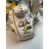 ALZATA CERAMICA CAPODIMONTE PUTTI MUSICISTI ANGIOLETTI DECORO FIORI VASO COPPA