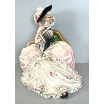 ANTICA GRANDE DAMA CERAMICA SMALTATA ITALIA DONNA NOBILE VESTITO ABITO 1700