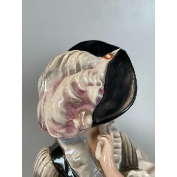 ANTICA GRANDE DAMA CERAMICA SMALTATA ITALIA DONNA NOBILE VESTITO ABITO 1700