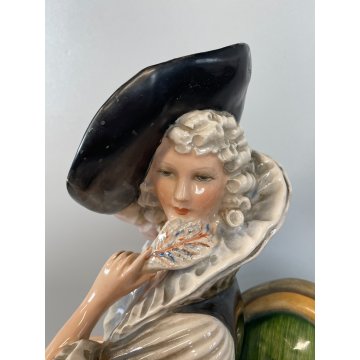 ANTICA GRANDE DAMA CERAMICA SMALTATA ITALIA DONNA NOBILE VESTITO ABITO 1700