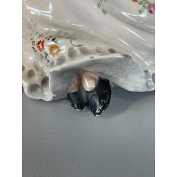 ANTICA GRANDE DAMA CERAMICA SMALTATA ITALIA DONNA NOBILE VESTITO ABITO 1700