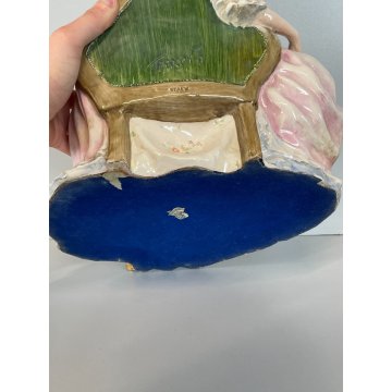 ANTICA GRANDE DAMA CERAMICA SMALTATA ITALIA DONNA NOBILE VESTITO ABITO 1700
