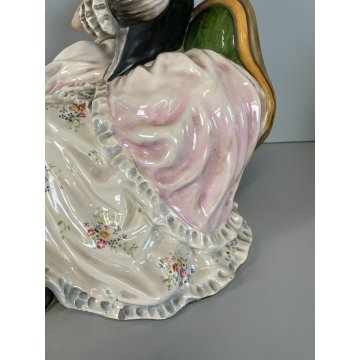 ANTICA GRANDE DAMA CERAMICA SMALTATA ITALIA DONNA NOBILE VESTITO ABITO 1700