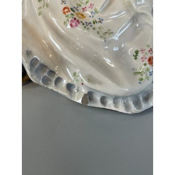 ANTICA GRANDE DAMA CERAMICA SMALTATA ITALIA DONNA NOBILE VESTITO ABITO 1700