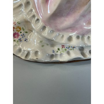 ANTICA GRANDE DAMA CERAMICA SMALTATA ITALIA DONNA NOBILE VESTITO ABITO 1700