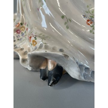 ANTICA GRANDE DAMA CERAMICA SMALTATA ITALIA DONNA NOBILE VESTITO ABITO 1700