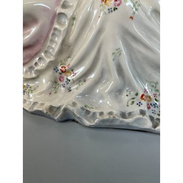 ANTICA GRANDE DAMA CERAMICA SMALTATA ITALIA DONNA NOBILE VESTITO ABITO 1700