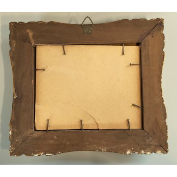 ANTICO PICCOLO QUADRO olio tavola DIPINTO MONTAGNA Baita Walser 1936 CORNICE ORO