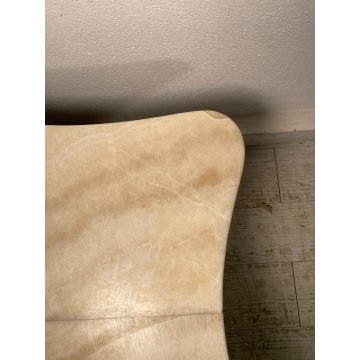 ANTICO TAVOLINO GIOCO VINTAGE ANNI 60 MARMO ALABASTRO SCACCHI OTTONE FUMO