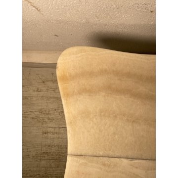ANTICO TAVOLINO GIOCO VINTAGE ANNI 60 MARMO ALABASTRO SCACCHI OTTONE FUMO