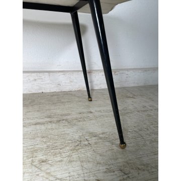 ANTICO TAVOLINO GIOCO VINTAGE ANNI 60 MARMO ALABASTRO SCACCHI OTTONE FUMO