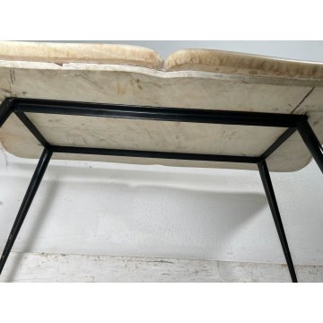 ANTICO TAVOLINO GIOCO VINTAGE ANNI 60 MARMO ALABASTRO SCACCHI OTTONE FUMO