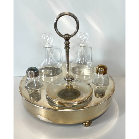 SET DA TAVOLA ARGENTATO PORTA PEPE OLIO SALE FORMAGGIERA FIRMATO FLEURON FRANCE