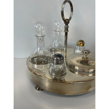 SET DA TAVOLA ARGENTATO PORTA PEPE OLIO SALE FORMAGGIERA FIRMATO FLEURON FRANCE