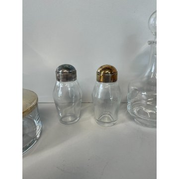 SET DA TAVOLA ARGENTATO PORTA PEPE OLIO SALE FORMAGGIERA FIRMATO FLEURON FRANCE