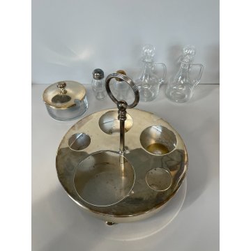 SET DA TAVOLA ARGENTATO PORTA PEPE OLIO SALE FORMAGGIERA FIRMATO FLEURON FRANCE