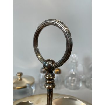 SET DA TAVOLA ARGENTATO PORTA PEPE OLIO SALE FORMAGGIERA FIRMATO FLEURON FRANCE