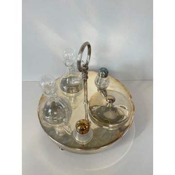 SET DA TAVOLA ARGENTATO PORTA PEPE OLIO SALE FORMAGGIERA FIRMATO FLEURON FRANCE
