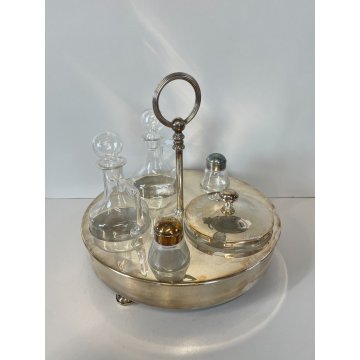 SET DA TAVOLA ARGENTATO PORTA PEPE OLIO SALE FORMAGGIERA FIRMATO FLEURON FRANCE