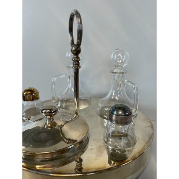 SET DA TAVOLA ARGENTATO PORTA PEPE OLIO SALE FORMAGGIERA FIRMATO FLEURON FRANCE