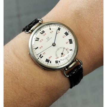ANTICO OROLOGIO POLSO Omega 1916 WW1 Guerra MILITARE Old Wrist Watch TRINCEA war