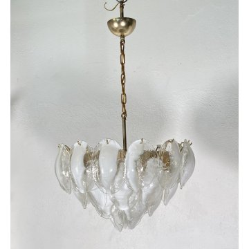 LAMPADARIO SOSPENSIONE VETRO MURANO LA MURRINA ATTR. Mazzega CEILING LAMP 1970