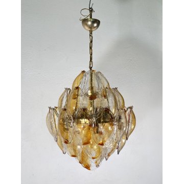 LAMPADARIO SOSPENSIONE VETRO MURANO LA MURRINA ATTR. Mazzega CEILING LAMP 1970