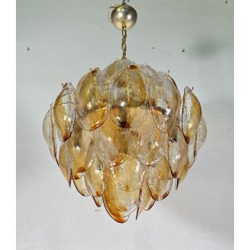 LAMPADARIO SOSPENSIONE VETRO MURANO LA MURRINA ATTR. Mazzega CEILING LAMP 1970
