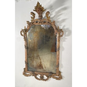 ANTICA GRANDE CAMINIERA LUIGI XVI SPECCHIERA 1800 SPECCHIO LEGNO INTAGLIATO ORO
