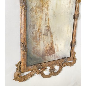 ANTICA GRANDE CAMINIERA LUIGI XVI SPECCHIERA 1800 SPECCHIO LEGNO INTAGLIATO ORO
