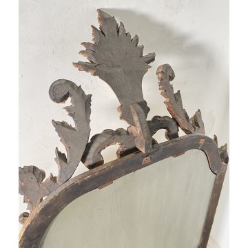 ANTICA GRANDE CAMINIERA LUIGI XVI SPECCHIERA 1800 SPECCHIO LEGNO INTAGLIATO ORO