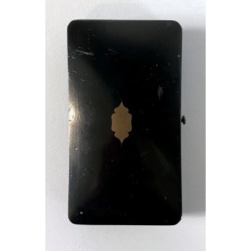 ANTICO SET STRUMENTI CUCITO VITTORIANO DORATO CUSTODIA LEGNO LACCATO  '800