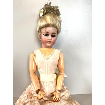 ANTICA BAMBOLA Simon & Halbing Size 7 BISQUE HEAD WOODEN BODY DOLL 56cm/h '800