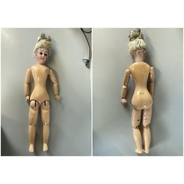 ANTICA BAMBOLA Simon & Halbing Size 7 BISQUE HEAD WOODEN BODY DOLL 56cm/h '800
