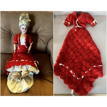 ANTICA BAMBOLA Simon & Halbing Size 7 BISQUE HEAD WOODEN BODY DOLL 56cm/h '800