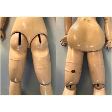 ANTICA BAMBOLA Simon & Halbing Size 7 BISQUE HEAD WOODEN BODY DOLL 56cm/h '800