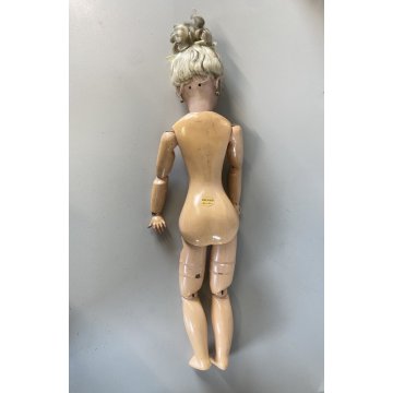 ANTICA BAMBOLA Simon & Halbing Size 7 BISQUE HEAD WOODEN BODY DOLL 56cm/h '800