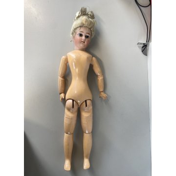 ANTICA BAMBOLA Simon & Halbing Size 7 BISQUE HEAD WOODEN BODY DOLL 56cm/h '800