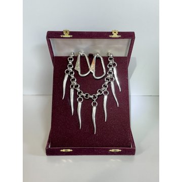 COLLANA DOLCE & GABBANA PORTAFORTUNA CORNETTI MOSCHETTONI ARGENTATA PEPERONCINI