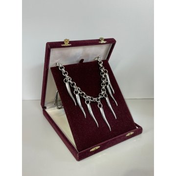 COLLANA DOLCE & GABBANA PORTAFORTUNA CORNETTI MOSCHETTONI ARGENTATA PEPERONCINI