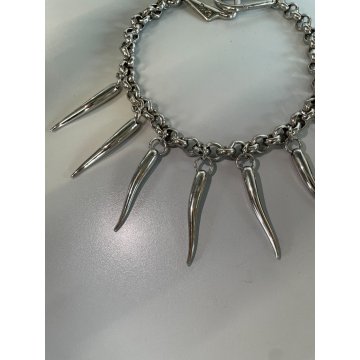 COLLANA DOLCE & GABBANA PORTAFORTUNA CORNETTI MOSCHETTONI ARGENTATA PEPERONCINI
