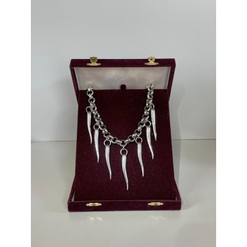 COLLANA DOLCE & GABBANA PORTAFORTUNA CORNETTI MOSCHETTONI ARGENTATA PEPERONCINI